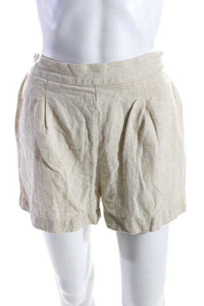 Madewell Women's Elastic Waist Pull-On Pleated Front Linen Short Beige Size XS