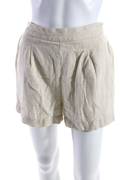 Madewell Women's Elastic Waist Pull-On Pleated Front Linen Short Beige Size XS