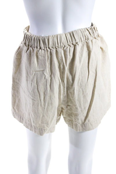 Madewell Women's Elastic Waist Pull-On Pleated Front Linen Short Beige Size XS