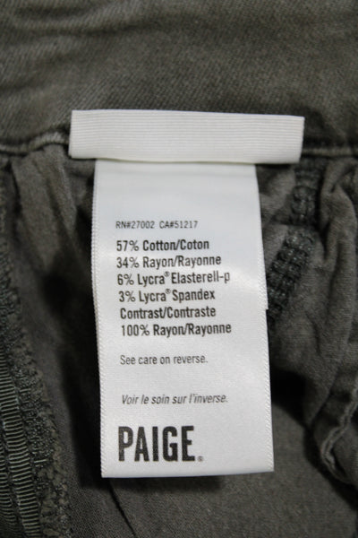 Paige Women's Button Closure Tapered Leg Jogger Pant Olive Green Size 25