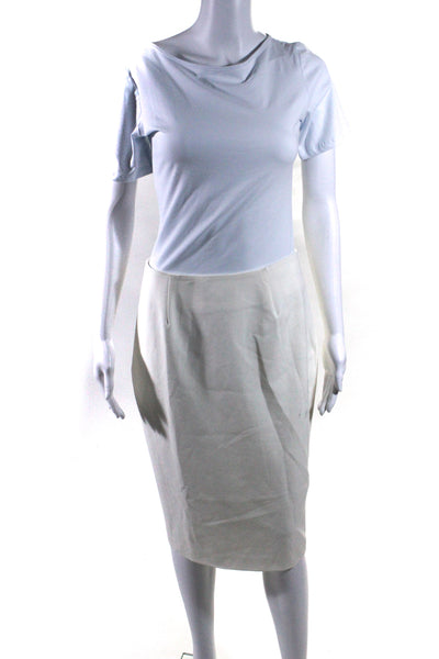 Elizabeth and James Womens Darted Zipped Slip-On Midi Pencil Skirt White Size 8