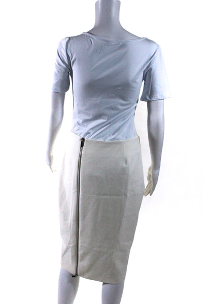 Elizabeth and James Womens Darted Zipped Slip-On Midi Pencil Skirt White Size 8