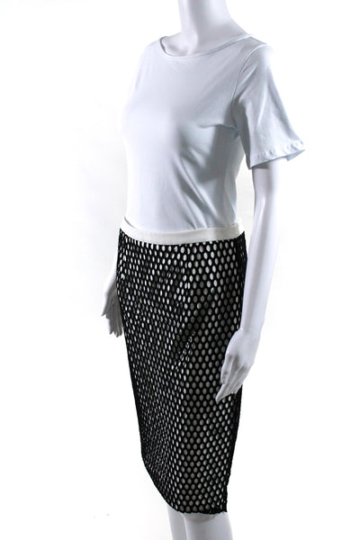 Elizabeth and James Womens Mesh Layered Zipped Midi Pencil Skirt Black Size 8