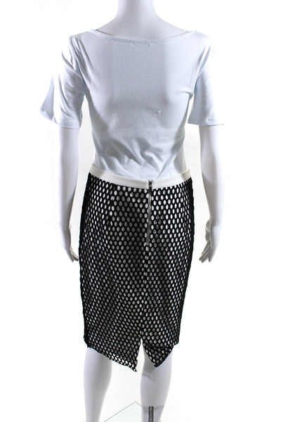 Elizabeth and James Womens Mesh Layered Zipped Midi Pencil Skirt Black Size 8