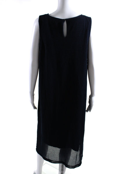 H By Halston Womens Open Knit Front Slit Sleeveless Dress Navy Blue Size 16