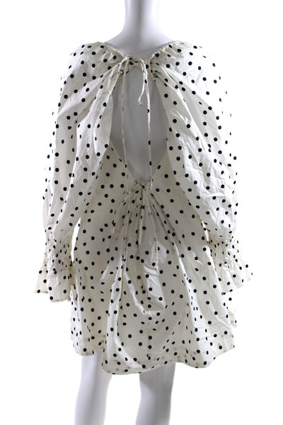 LPA Womens Polka Dot Long Sleeves A Line Dress White Black Size Extra Large