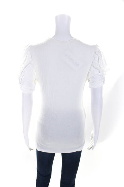 Goldie Womens Short Sleeve Crew Neck Ribbed Knit Tee Shirt White Size Medium