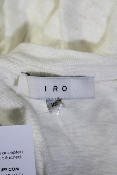 IRO Womens Short Sleeve Round Neck Distressed Tee Shirt White Linen Size XS