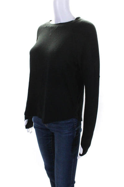 Twenty5A Womens Solid Black Crew Neck Long Sleeve Knit Top Size XS