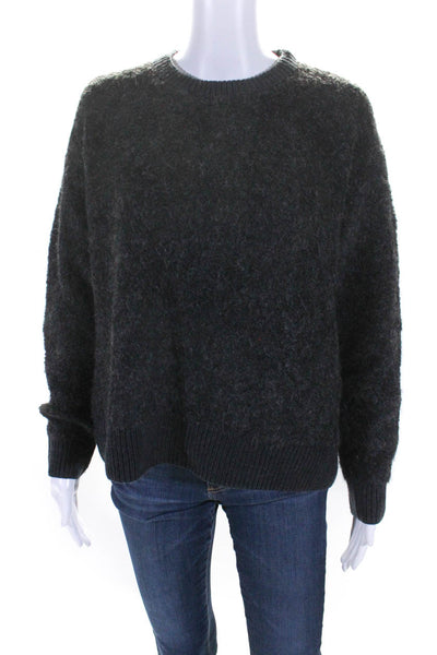 C.T. Plage Womens Black Alpaca Crew Neck Long Sleeve Pullover Sweater Top Size38