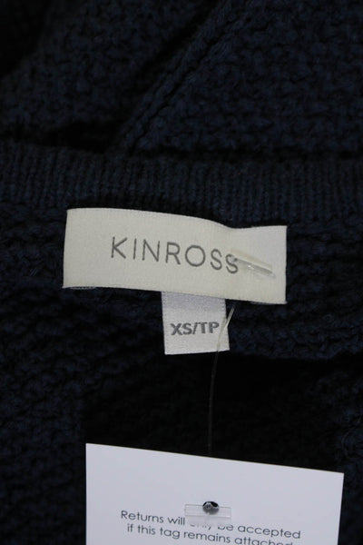 Kinross Womens Navy Blue Cotton V-Neck Long Sleeve Pullover Sweater Top Size XS