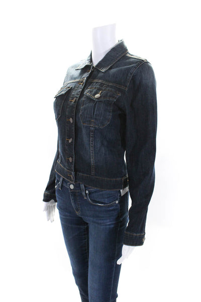 KUT from the Kloth Womens Blue Dark Wash Cotton Long Sleeve Denim Jacket Size S