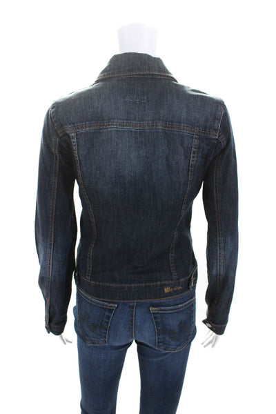 KUT from the Kloth Womens Blue Dark Wash Cotton Long Sleeve Denim Jacket Size S