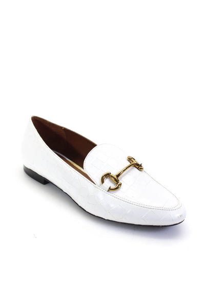 & Other Stories Womens Embossed Leather Gold Tone Hardware Flats White Size 9