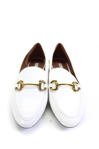 & Other Stories Womens Embossed Leather Gold Tone Hardware Flats White Size 9