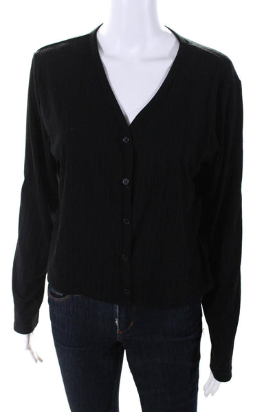 Ivee Women's Long Sleeves Round Neck Button Down Cardigan Sweater Black Size 1X