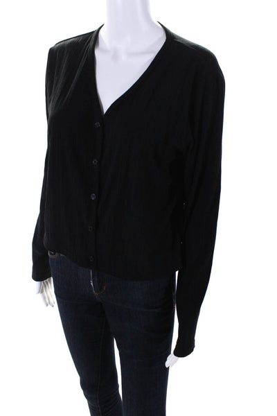 Ivee Women's Long Sleeves Round Neck Button Down Cardigan Sweater Black Size 1X