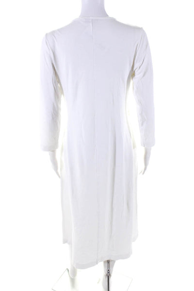 Donatella Via Roma Women's Long Sleeves Lace Trim Midi Dress White Size M