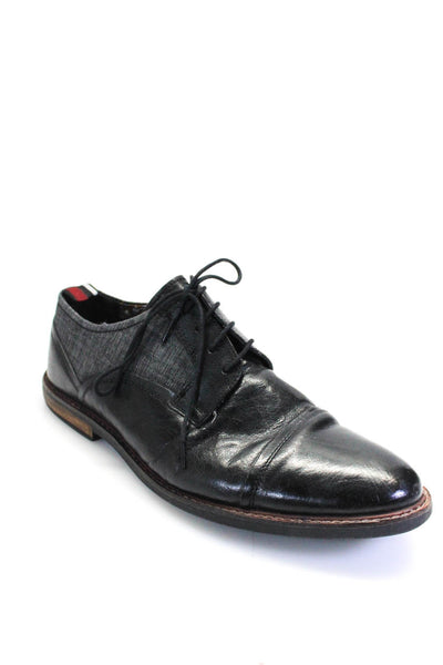 Ben Sherman Mens Leather Denim Patchwork Lace Up Derby Dress Shoes Black Size 11