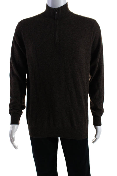 Daniel Hechter Men's High Neck Long Sleeves Cashmere Sweater Brown Size M