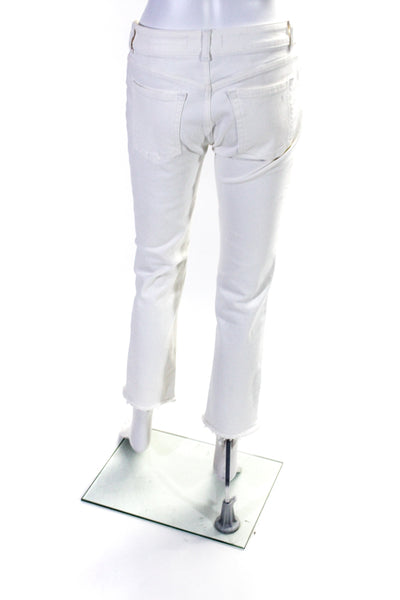 DL1961 Womens White Cotton Distress High Rise Mara Straight Ankle Jeans Size 28