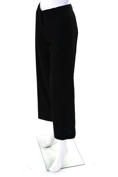 Sandy Liang Womens Hook & Eye Zipped High Rise Straight Dress Pants Black Size 2