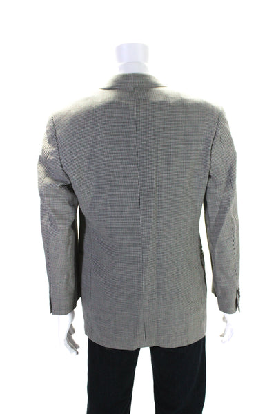 Trussini Men's Long Sleeves Lined Two Button Herringbone Jacket Black Size 42