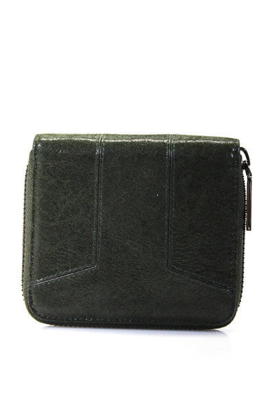 Botkier Womens Leather Zip Closure Squared Bi Fold Wallet Green