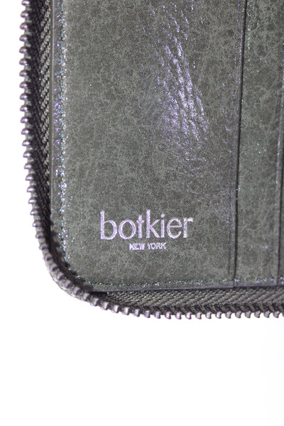 Botkier Womens Leather Zip Closure Squared Bi Fold Wallet Green