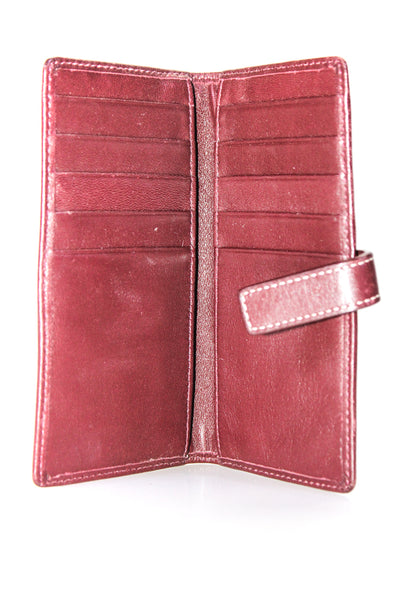 Coach Womens Leather Snap Closure Bi Folder Cardholder Wallet Red