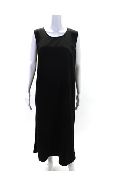 Caroline Rose Womens Crepe Split Hem Sleeveless Midi Shift Dress Black Size XS