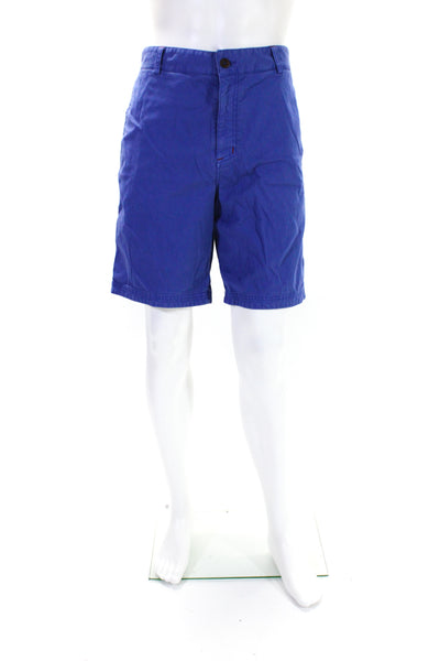 Robert Graham Mens Cotton Mid Rise Classic Flat Front Chino Shorts Blue Size 38