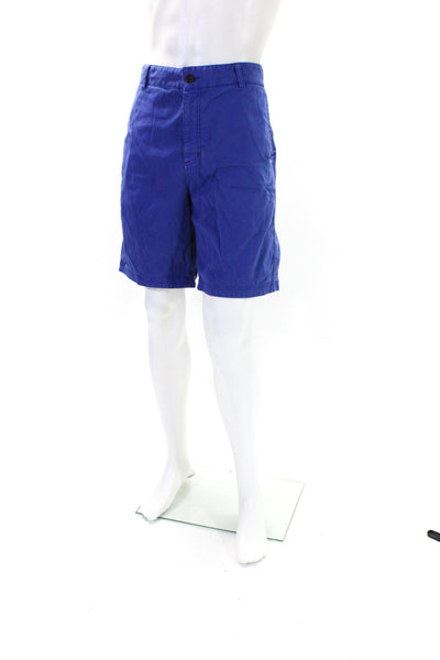 Robert Graham Mens Cotton Mid Rise Classic Flat Front Chino Shorts Blue Size 38