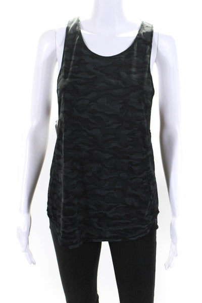 Lululemon Womens Camouflage Print Mesh Trim Activewear Tank Top Black Size S/M