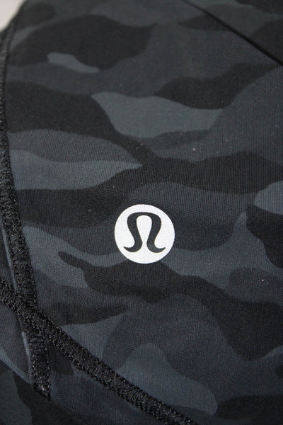 Lululemon Womens Camouflage Print Mesh Trim Activewear Tank Top Black Size S/M