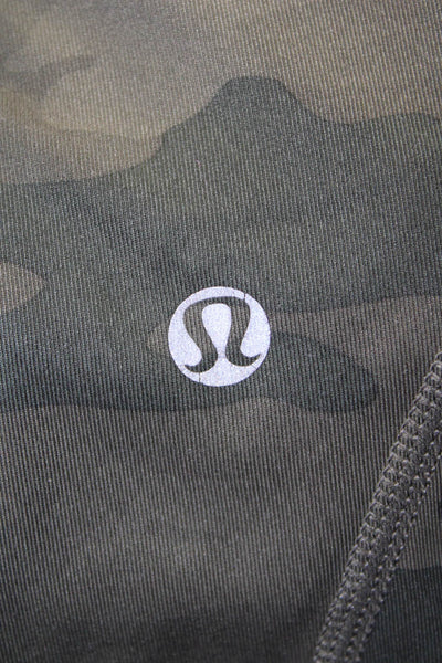 Lululemon Womens Camouflage Print Cropped Workout Leggings Green Size 6