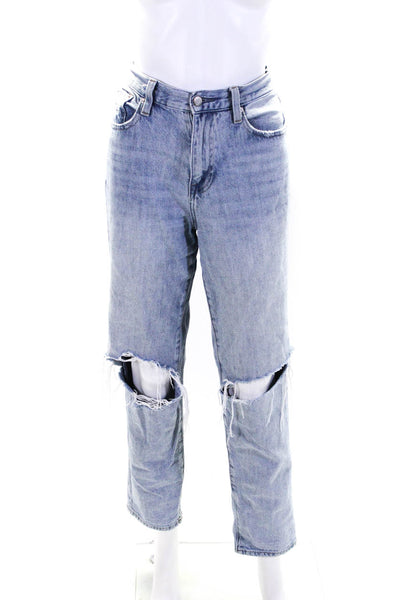 Pistola Womens High Rise Light Wash Distressed Straight Leg Jeans Blue Size 28