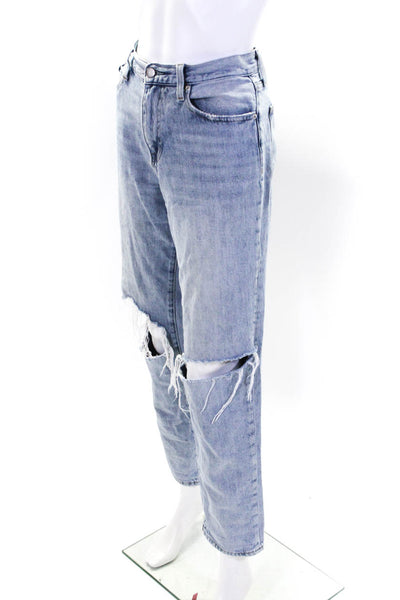 Pistola Womens High Rise Light Wash Distressed Straight Leg Jeans Blue Size 28