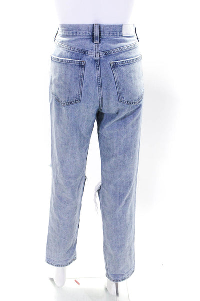 Pistola Womens High Rise Light Wash Distressed Straight Leg Jeans Blue Size 28