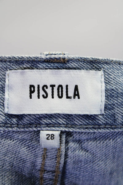 Pistola Womens High Rise Light Wash Distressed Straight Leg Jeans Blue Size 28