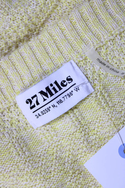 27 Miles Womens Yellow Cotton Knit V-Neck Sleeveless Vest Sweater Top Size M