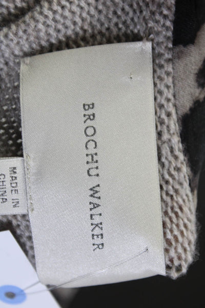 Brochu Walker Womens Gray Wool Cashmere Blend Printed Collar Sweater Top Size S