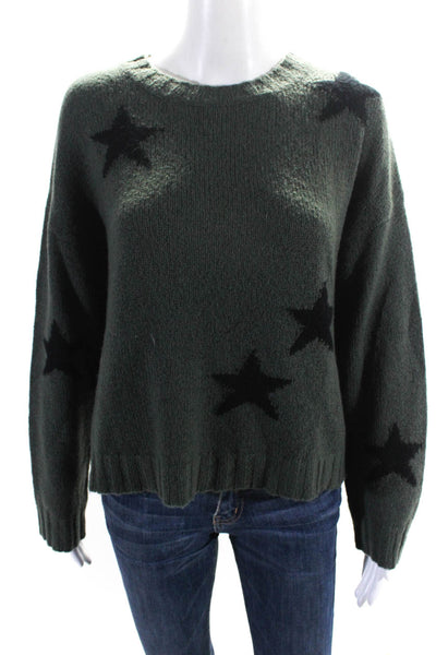 Rails Womens Dark Green Merino Wool Star Crew Neck Pullover Sweater Top Size S