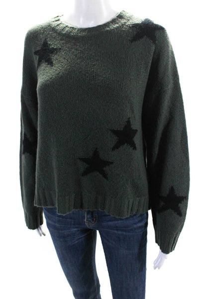 Rails Womens Dark Green Merino Wool Star Crew Neck Pullover Sweater Top Size S