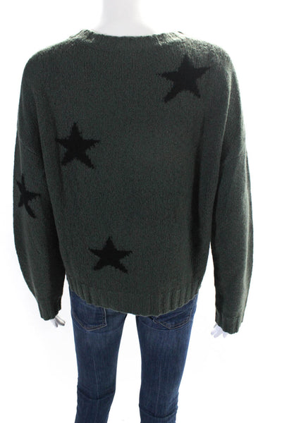 Rails Womens Dark Green Merino Wool Star Crew Neck Pullover Sweater Top Size S