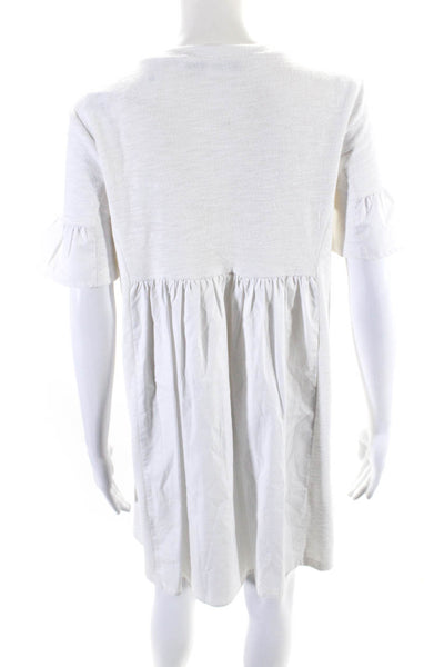 English Factory Womens White Cotton Crew Neck Short Sleeve A-Line Dress Size S