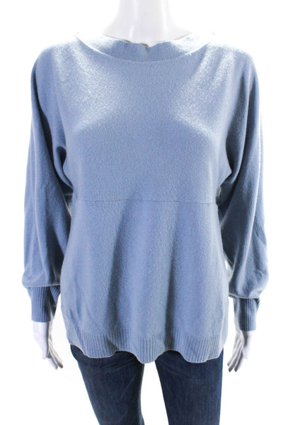 Vince Womens Faded Blue Wool Crew Neck Side Slits Pullover Sweater Top Size XS