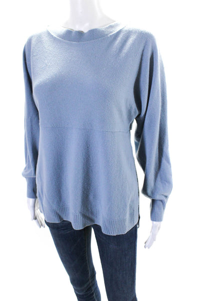 Vince Womens Faded Blue Wool Crew Neck Side Slits Pullover Sweater Top Size XS