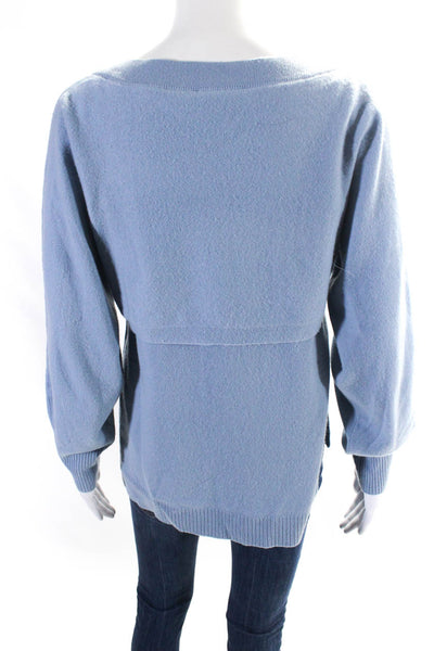 Vince Womens Faded Blue Wool Crew Neck Side Slits Pullover Sweater Top Size XS