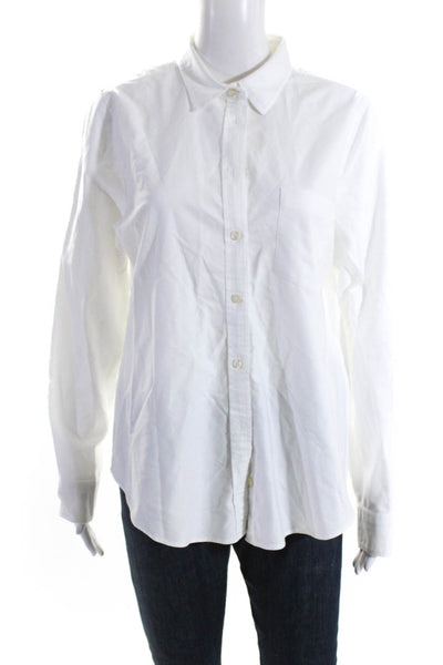 J Crew Womens Cotton Pleated Cuffed Long Sleeve Buttoned Top White Size M